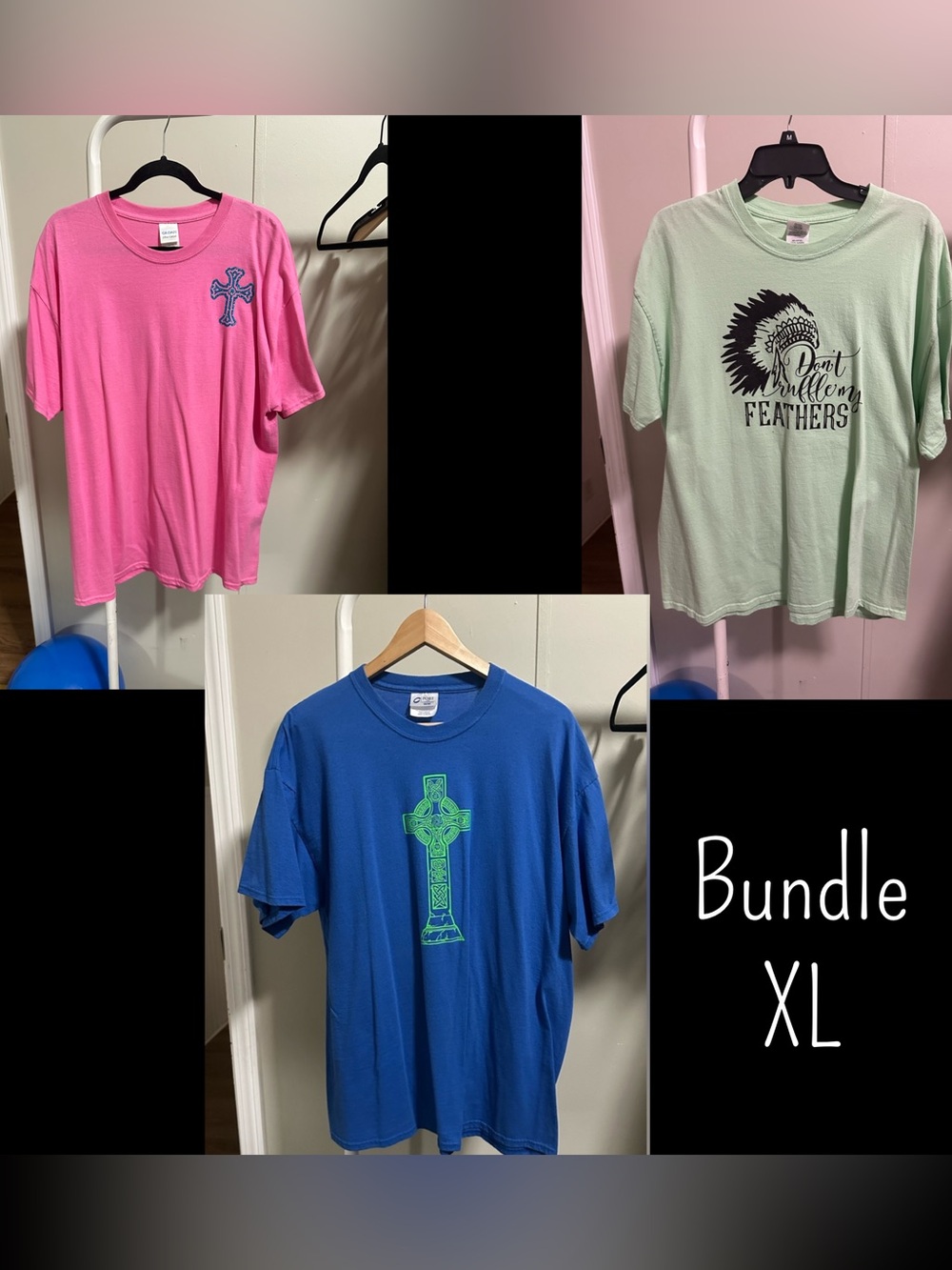Bundle of 3 graphic tees size XL shortsleeve Christian country western headdress